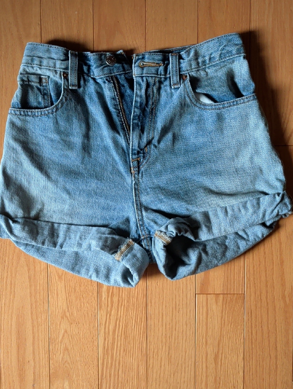 Urban Outfitters Light Blue High-Rise Rolled Cuff Denim Shorts